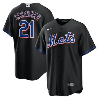 mens nike max scherzer black new york mets alternate replic